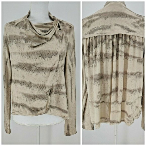 XCVI Womens Size XS Asymmetrical Zip Tie Dye Jacket Cardigan Hi Low Raw Hem Gray - Picture 1 of 9